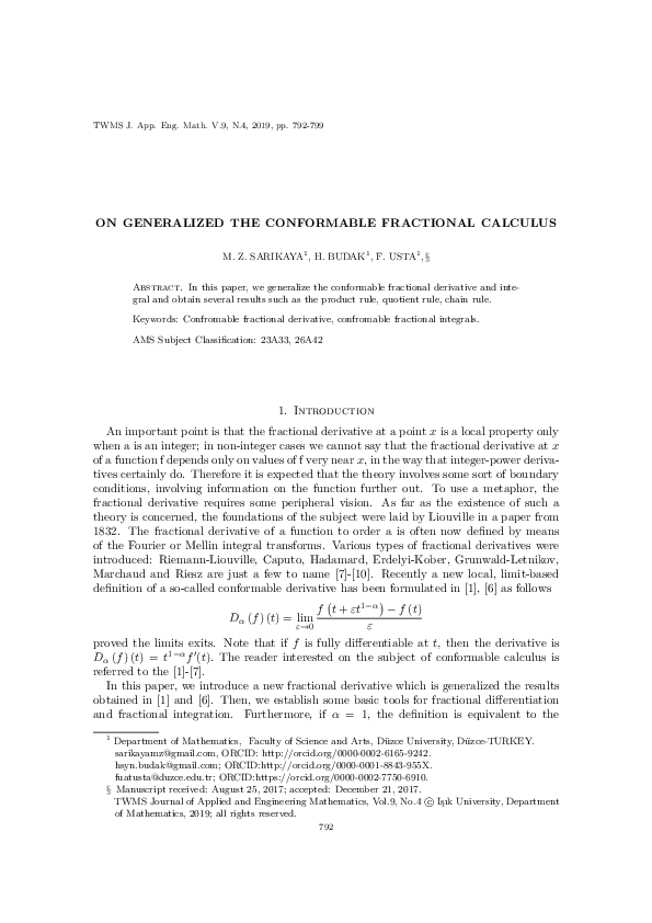 (PDF) On generalized the conformable fractional calculus