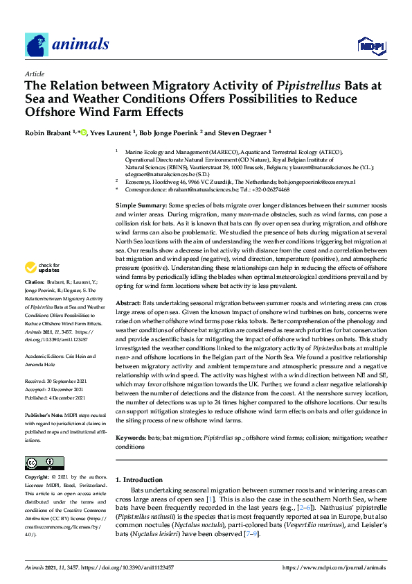 (PDF) The Relation between Migratory Activity of Pipistrellus Bats at ...