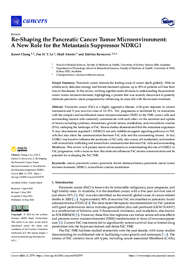 (PDF) Re-Shaping the Pancreatic Cancer Tumor Microenvironment: A New ...