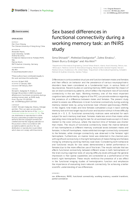 (PDF) Sex based differences in functional connectivity during a working ...