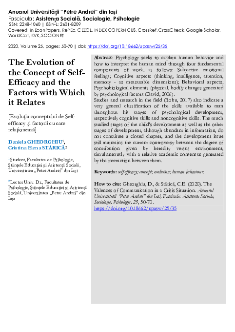 (PDF) The Evolution of the Concept of Self-Efficacy and the Factors ...