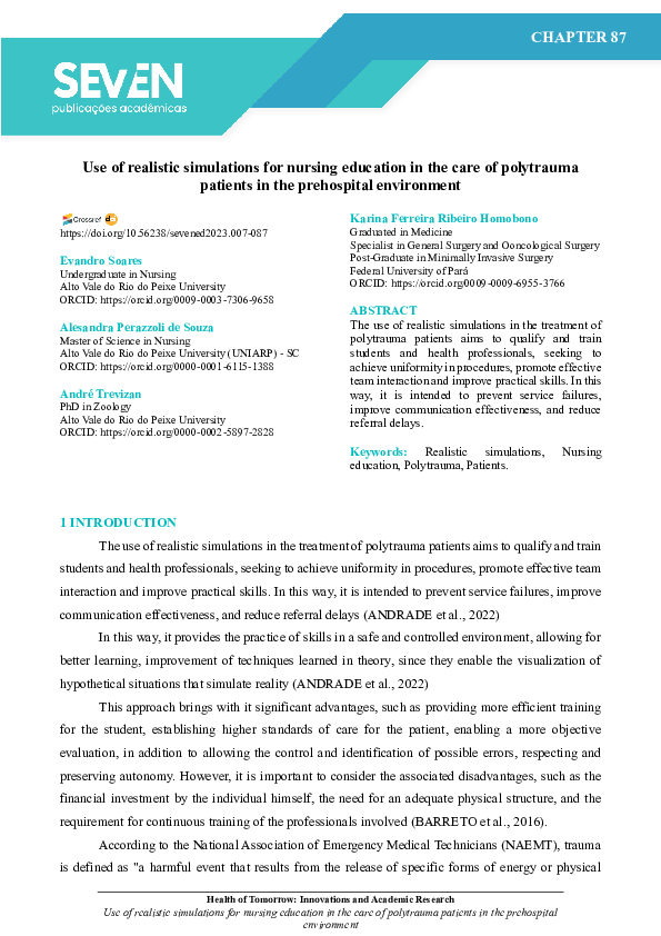 (PDF) Use of realistic simulations for nursing education in the care of ...