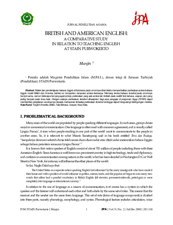 (PDF) British and American English: A Comparative Study in Relation to ...