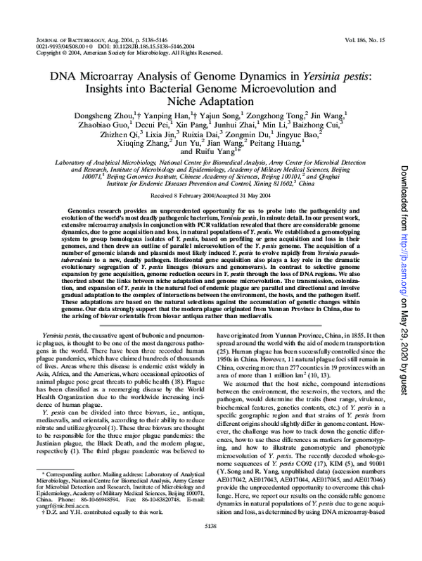 (PDF) DNA Microarray Analysis of Genome Dynamics in Yersinia pestis ...