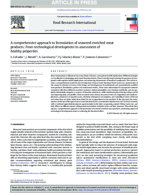 (PDF) A comprehensive approach to formulation of seaweed-enriched meat ...