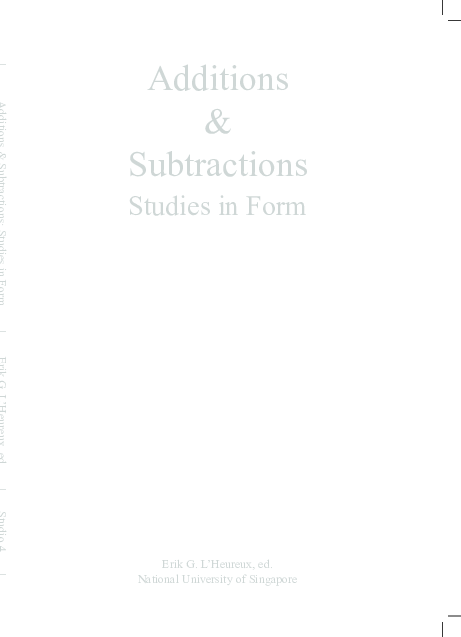 (PDF) Additions and Subtractions: Studies in Form