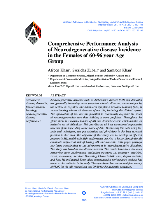 (PDF) Comprehensive Performance Analysis of Neurodegenerative disease ...