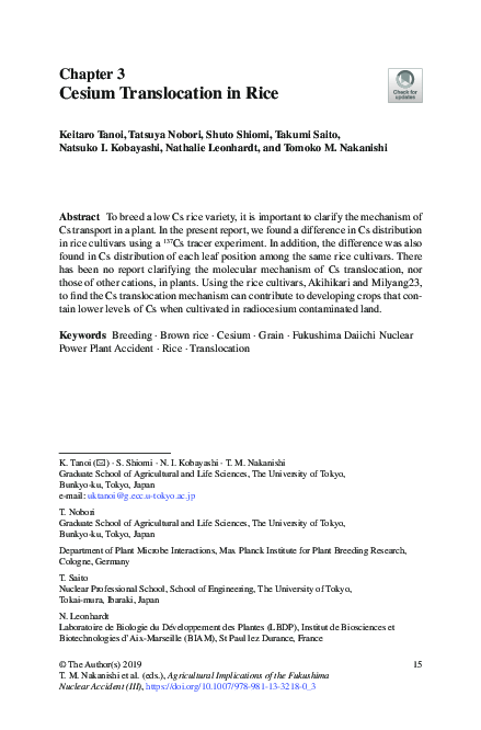 (PDF) Cesium Translocation in Rice