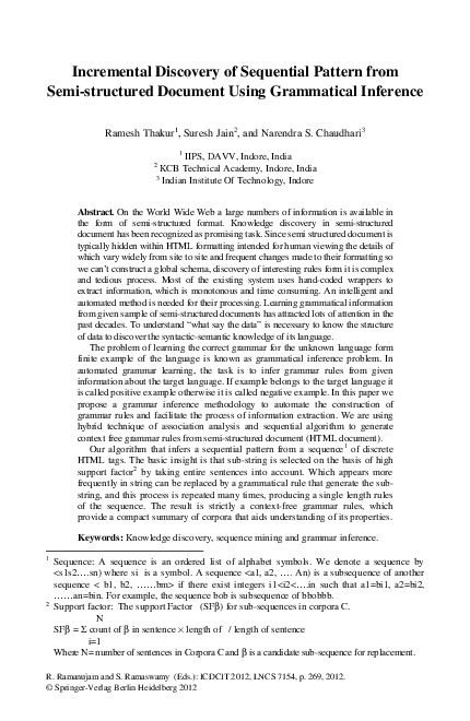(PDF) Incremental Discovery of Sequential Pattern from Semi-structured ...