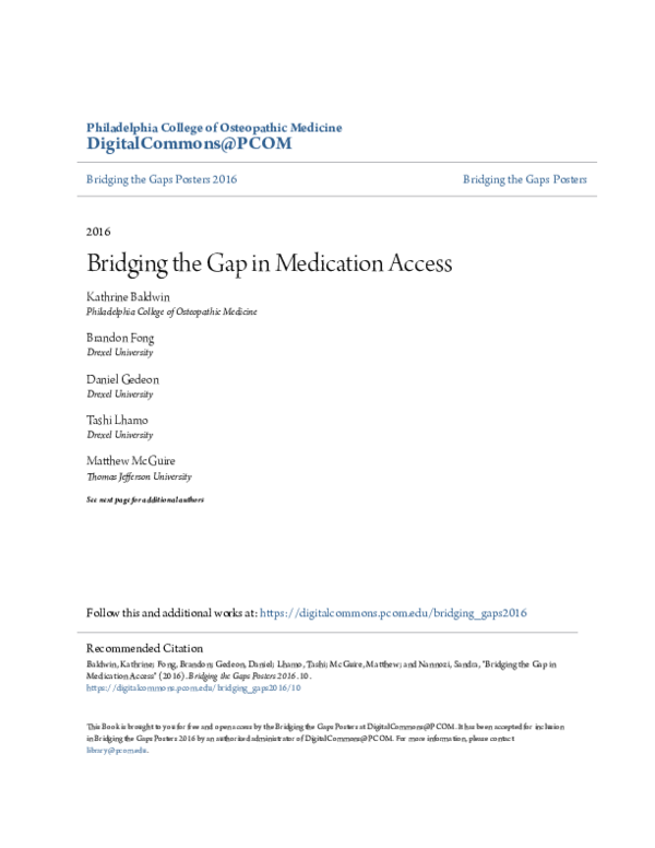 (PDF) Bridging the Gap in Medication Access