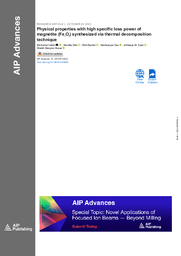 (PDF) Physical properties with high specific loss power of magnetite ...