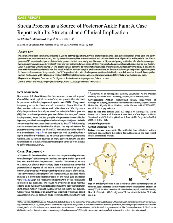 (PDF) Stieda Process as a Source of Posterior Ankle Pain: A Case Report ...
