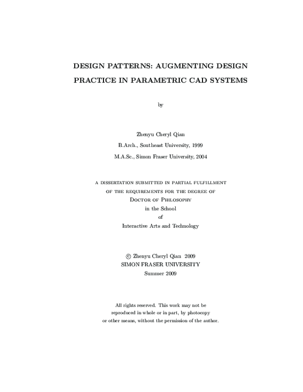 (PDF) Design patterns: augmenting design practice in parametric CAD systems