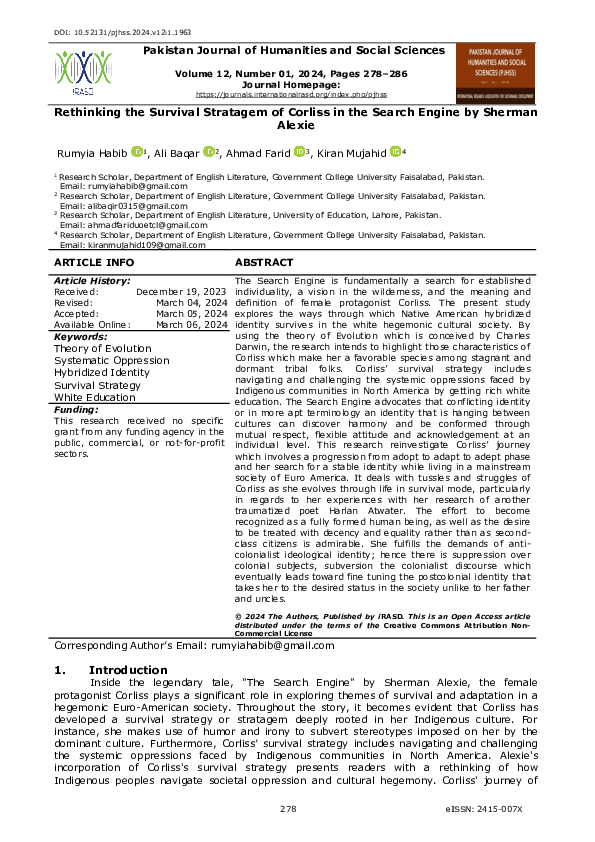 (PDF) Rethinking the Survival Strategam of Corliss in the Search