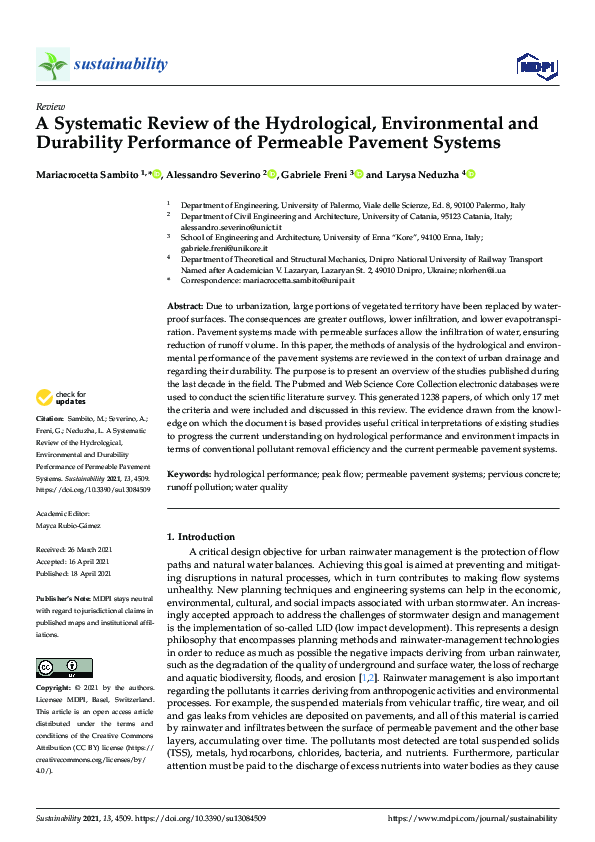 (PDF) A Systematic Review of the Hydrological, Environmental and ...