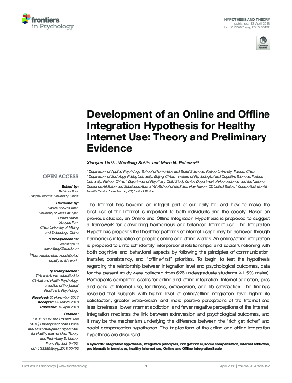 (PDF) Development of an Online and Offline Integration Hypothesis for ...
