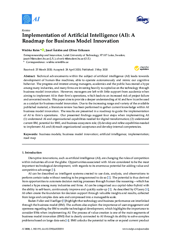 (PDF) Implementation of Artificial Intelligence (AI) in Smart ...