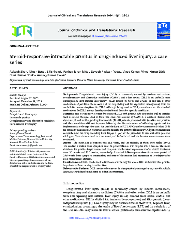 (PDF) Steroid-responsive intractable pruritus in drug-induced liver ...
