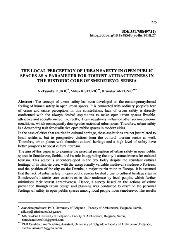 (PDF) The Local Perception of Urban Safety in Open Public Spaces as a ...