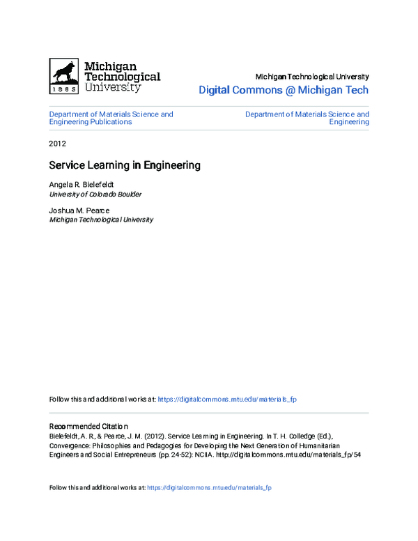 (PDF) Service Learning in Engineering