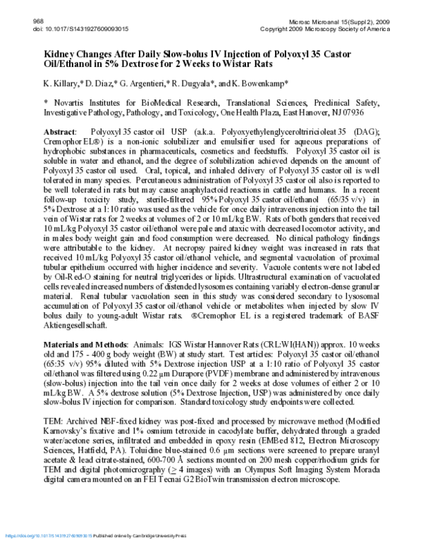 (PDF) Kidney Changes After Daily Slow-bolus IV Injection of Polyoxyl 35 ...