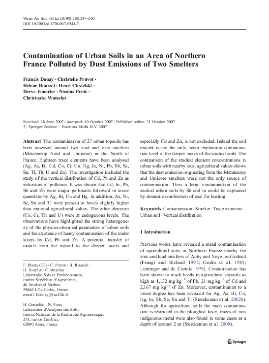 (PDF) Contamination of Urban Soils in an Area of Northern France ...