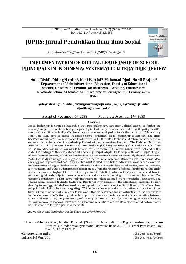 (PDF) Implementation of Digital Leadership of School Principals in ...