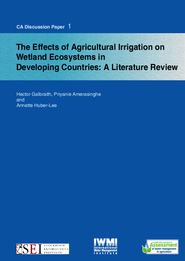 (PDF) The effects of agricultural irrigation on wetland ecosystems in ...