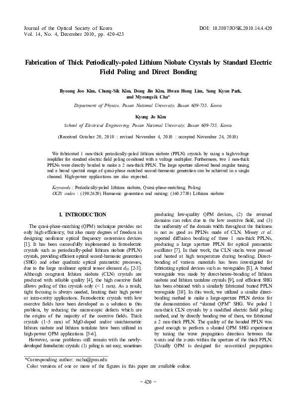 (PDF) Fabrication of Thick Periodically-poled Lithium Niobate Crystals ...