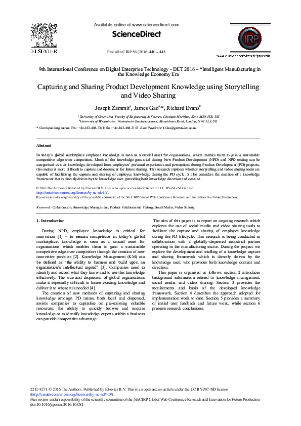 (PDF) Capturing and Sharing Product Development Knowledge Using ...