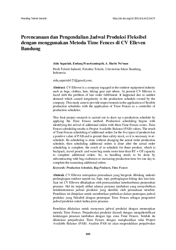 (PDF) Perencanaan dan Pengendalian Jadwal Produksi Fleksibel dengan ...