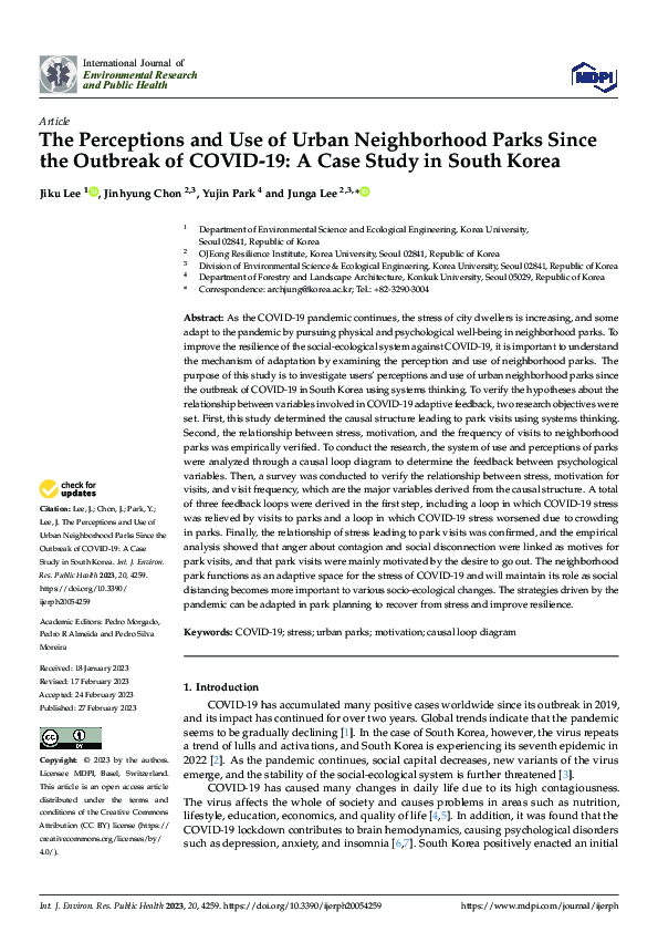 (PDF) The Perceptions and Use of Urban Neighborhood Parks Since the ...