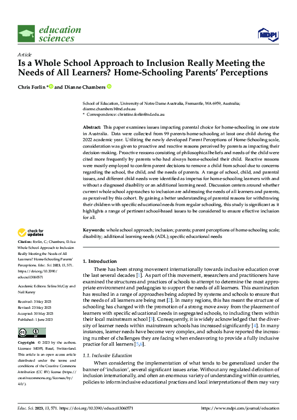 (PDF) Is a Whole School Approach to Inclusion Really Meeting the Needs ...