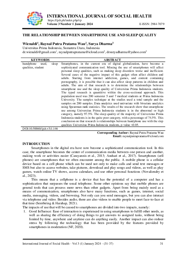 (PDF) Relationship between Smartphone Use and Sleep Quality of ...