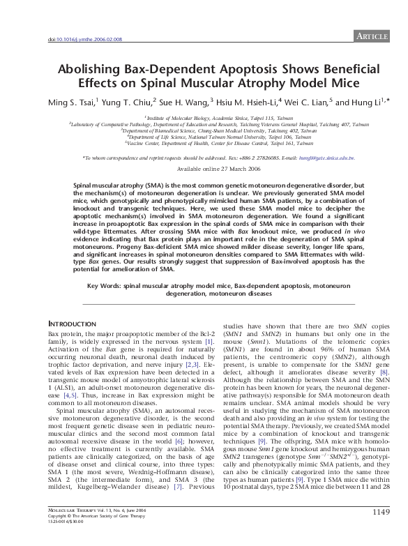 (PDF) Abolishing Bax-Dependent Apoptosis Shows Beneficial Effects on ...