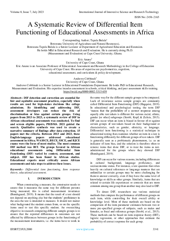(PDF) A Systematic Review of Differential Item Functioning of ...