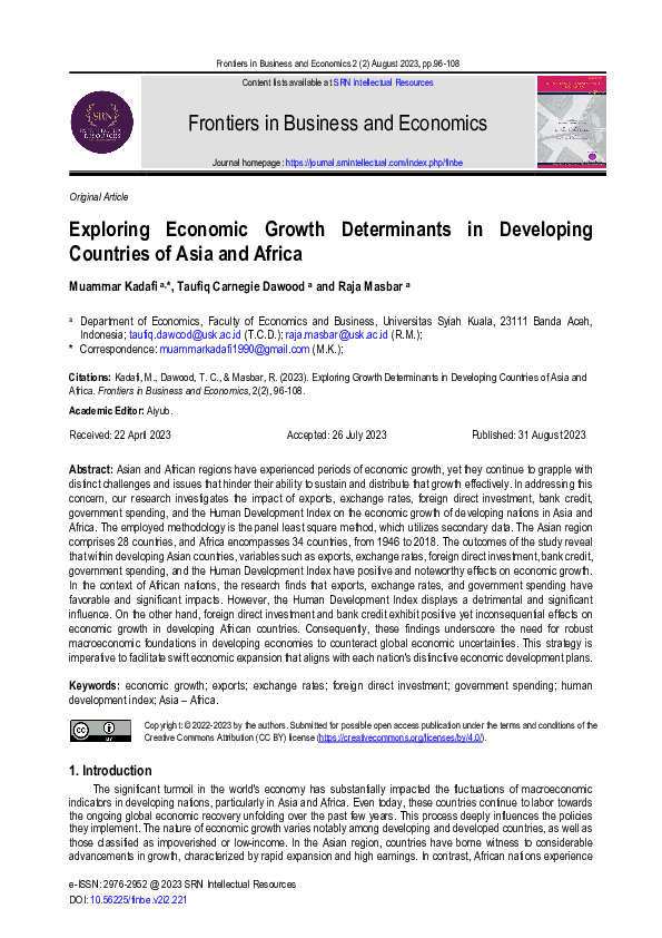 (PDF) Exploring Economic Growth Determinants in Developing Countries of ...