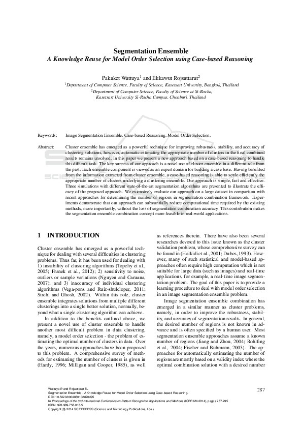 (PDF) Segmentation Ensemble - A Knowledge Reuse for Model Order ...