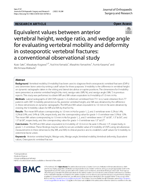 (PDF) Equivalent values between anterior vertebral height, wedge ratio ...