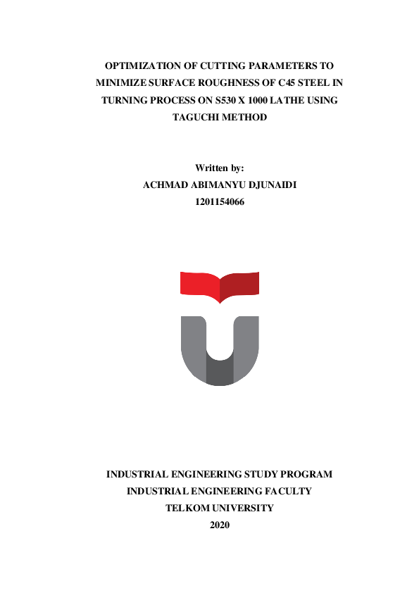 (PDF) Optimization Of Cutting Parameters To Minimize Surface Roughness ...