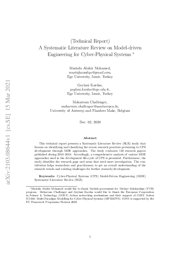 (PDF) A Systematic Literature Review on Model-driven Engineering for ...