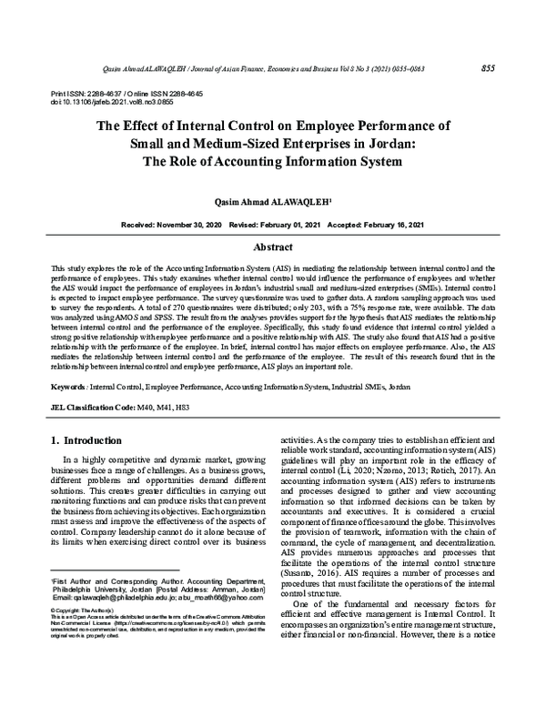 (PDF) The Effect of Internal Control on Employee Performance of Small ...