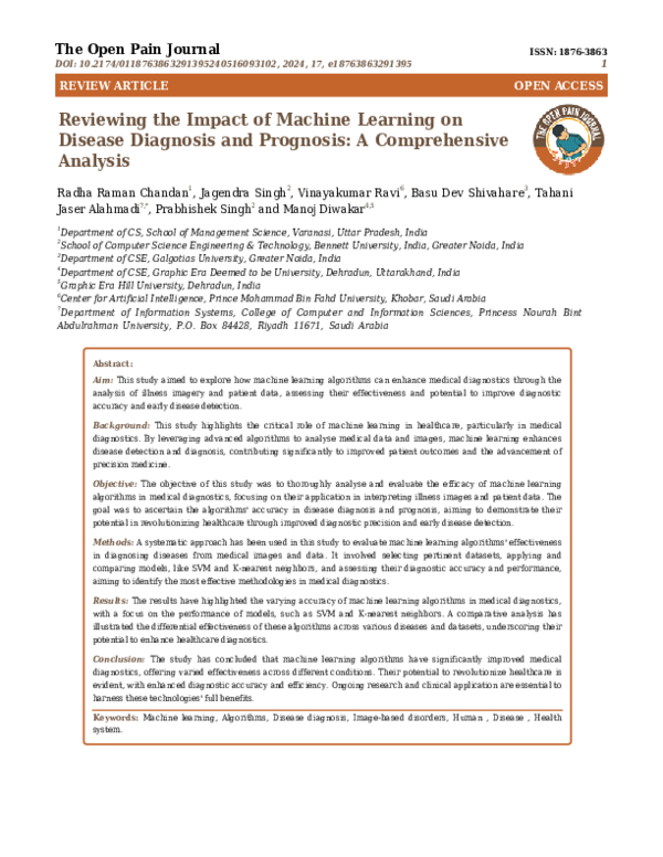 (PDF) Reviewing the Impact of Machine Learning on Disease Diagnosis and ...