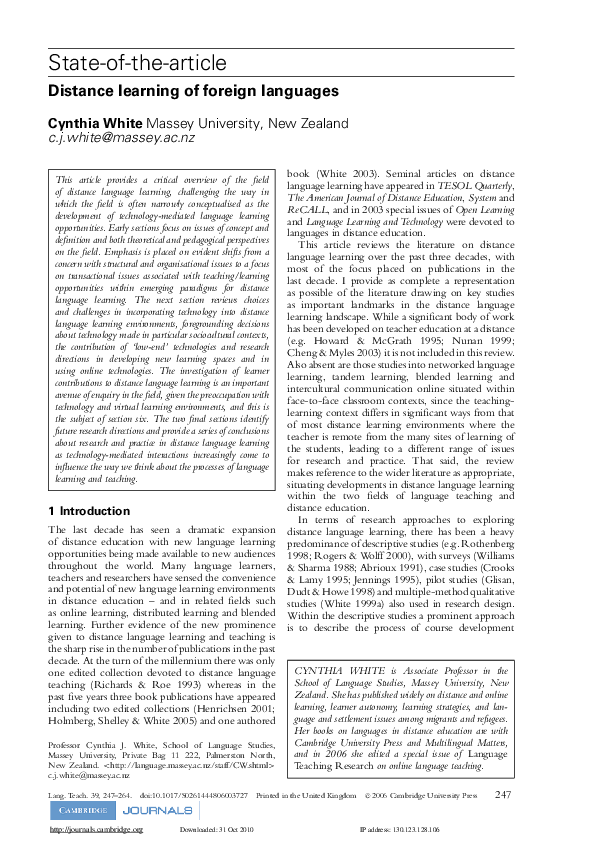 (PDF) Distance learning of foreign languages