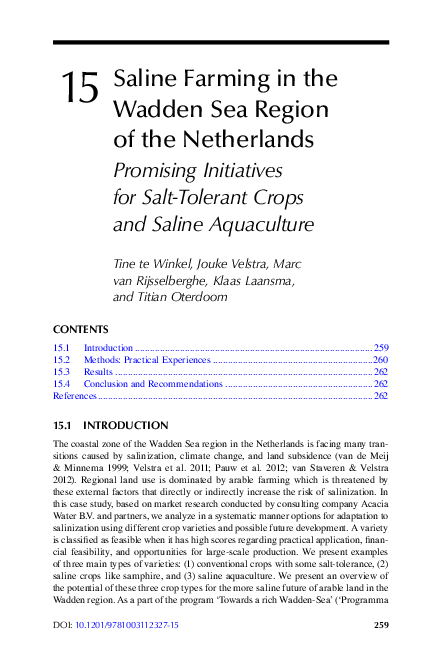 (PDF) Saline Farming in the Wadden Sea Region of the Netherlands