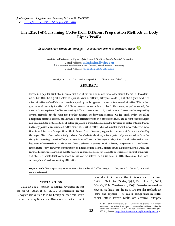 (PDF) The Effect of Consuming Coffee from Different Preparation Methods ...