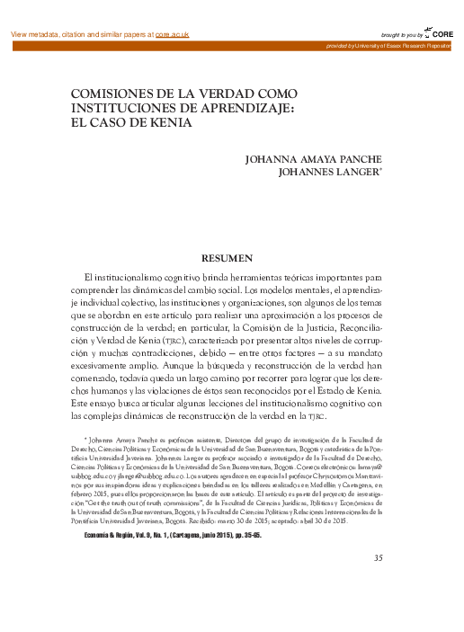 (PDF) Comisiones de la verdad como instituciones de aprendizaje: El ...
