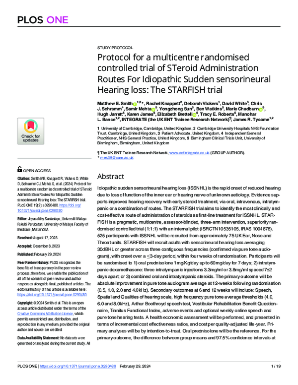 (PDF) Protocol for a multicentre randomised controlled trial of STeroid ...