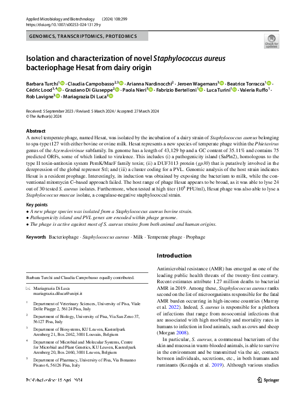 (PDF) Isolation and characterization of novel Staphylococcus aureus ...