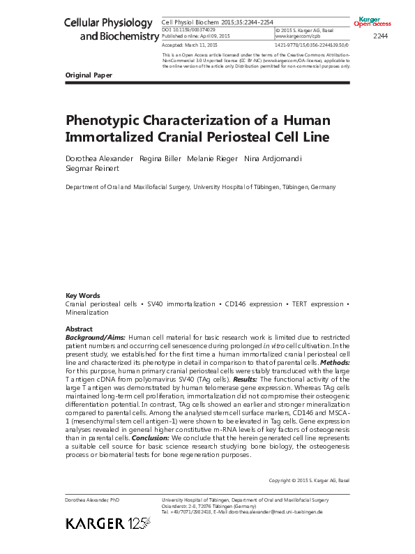 (PDF) Phenotypic Characterization of a Human Immortalized Cranial ...